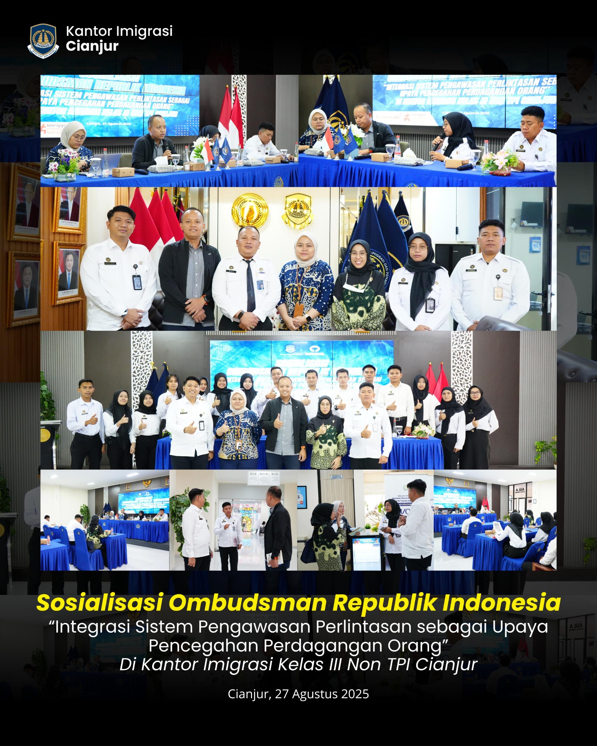 Ombudsman RI Laksanakan Pertemuan di Kantor Imigrasi Cianjur Bahas Pencegahan Maladministrasi dan Perdagangan Orang